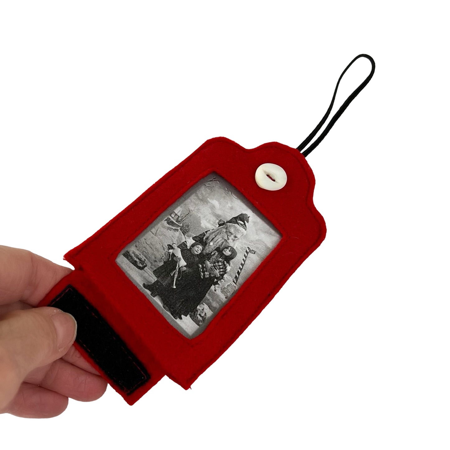 Red Felt Ornamental Hanging Frame - Santa costume black and white