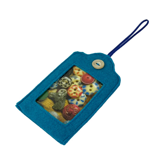 Aqua Blue Felt Ornamental Hanging Frame - Antique China Buttons