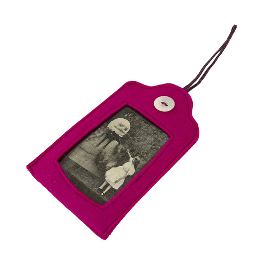 Fuchsia Pink Felt Ornamental Hanging Frame - Vintage Humpty Dumpty
