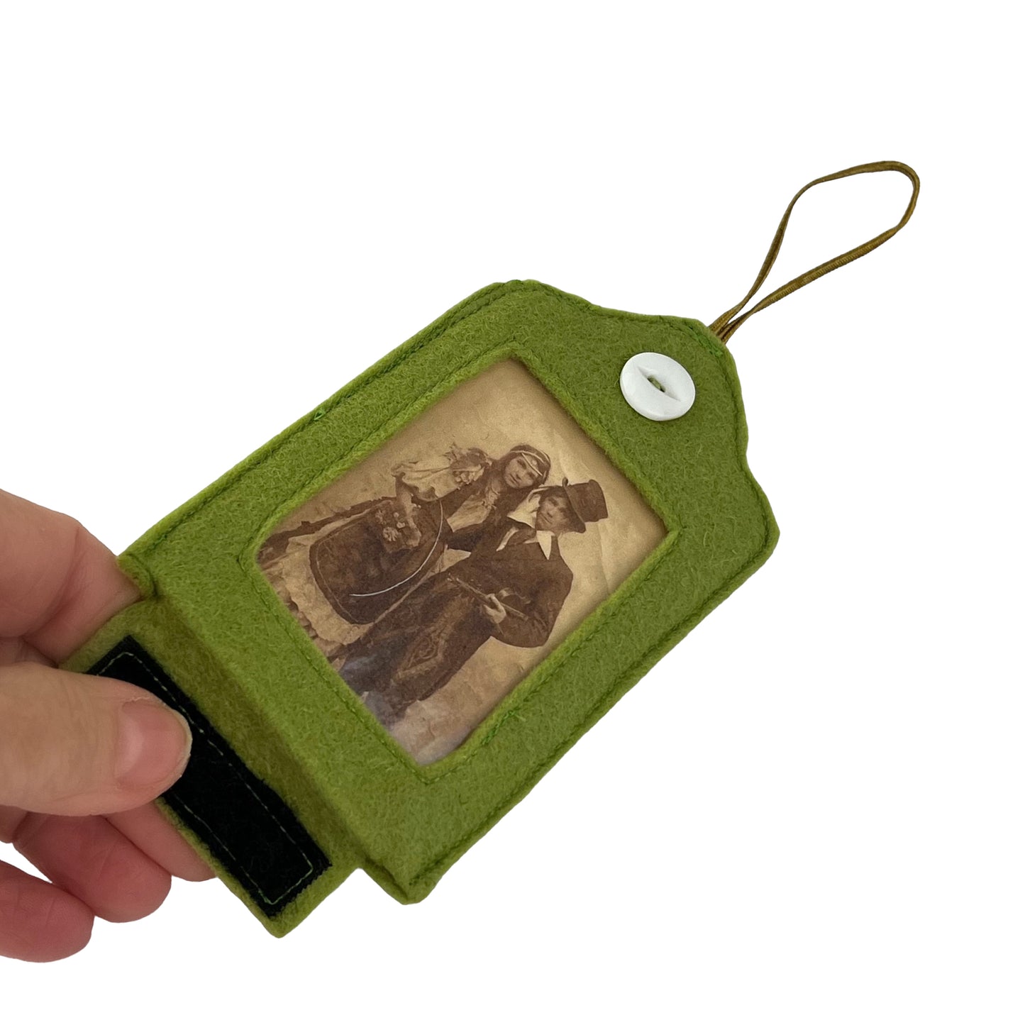 Avocado Green Felt Ornamental Hanging Frame - Gypsy Couple Love