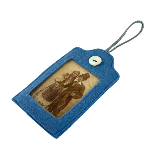 Blue Felt Ornamental Hanging Frame - Gypsy Couple Love