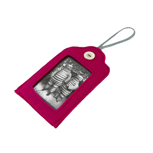 Fuchsia Pink Felt Ornamental Hanging Frame  - Michelin Star Tire Costume Couple
