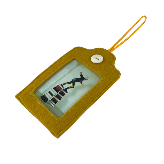 Yellow Felt Ornamental Hanging Frame  - Man Walking on Books