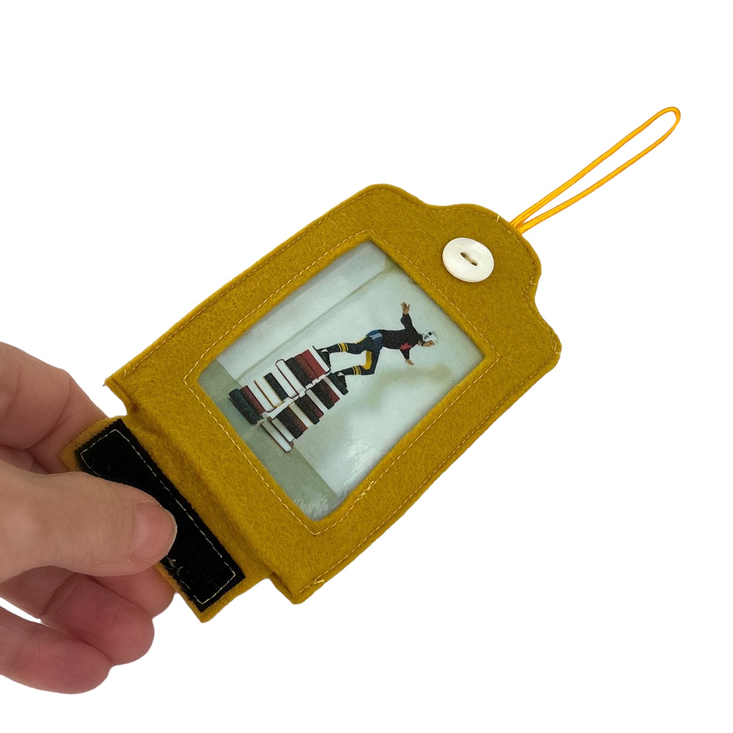 Yellow Felt Ornamental Hanging Frame  - Man Walking on Books
