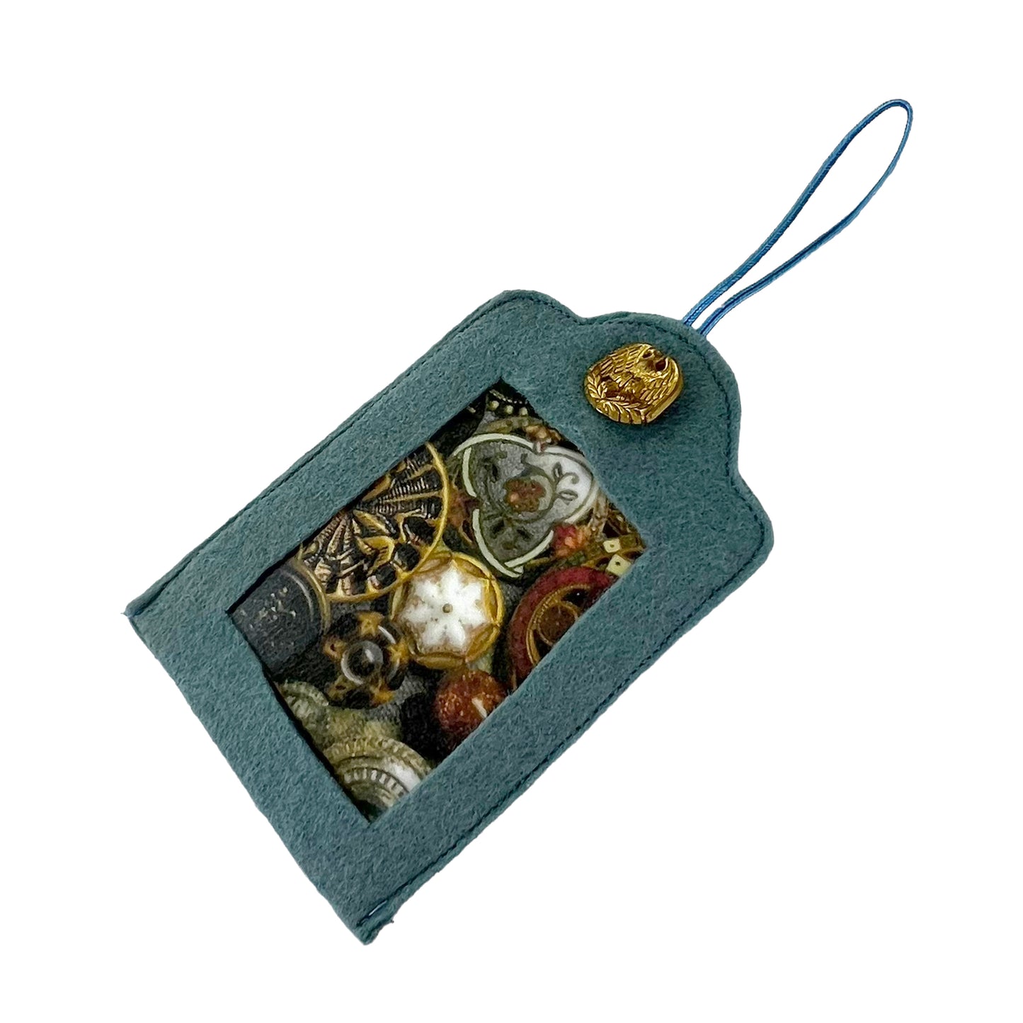 Grey Felt Ornamental Hanging Frame - Antique Buttons