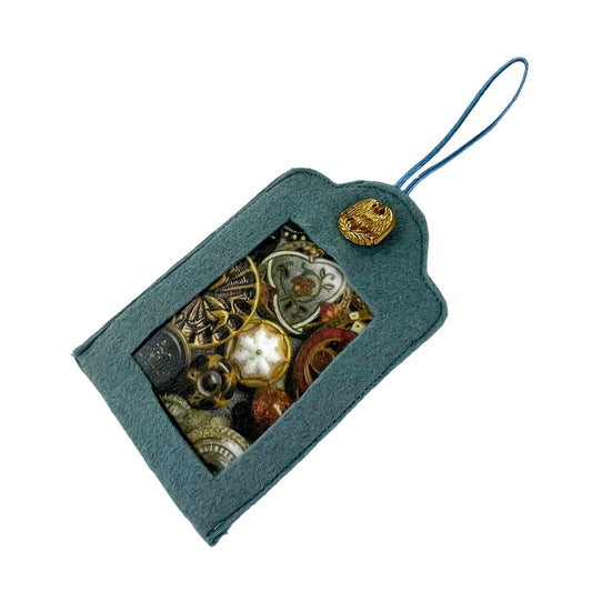 Grey Felt Ornamental Hanging Frame - Antique Buttons