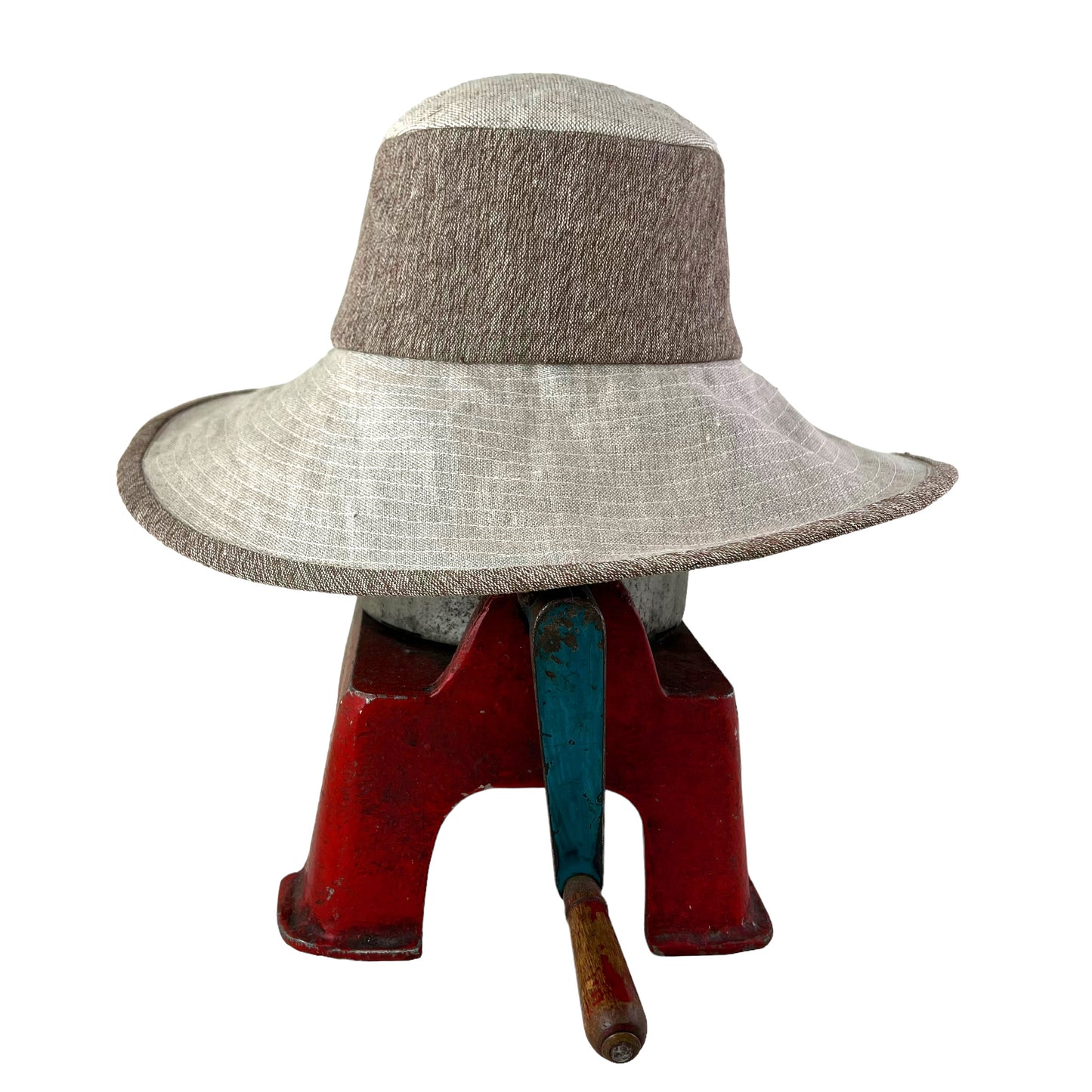 Ever Sun Clay and Natural Linen Wide Rim Summer Hat Large