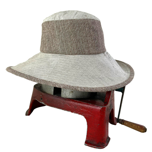 Ever Sun Clay and Natural Linen Wide Rim Summer Hat Large