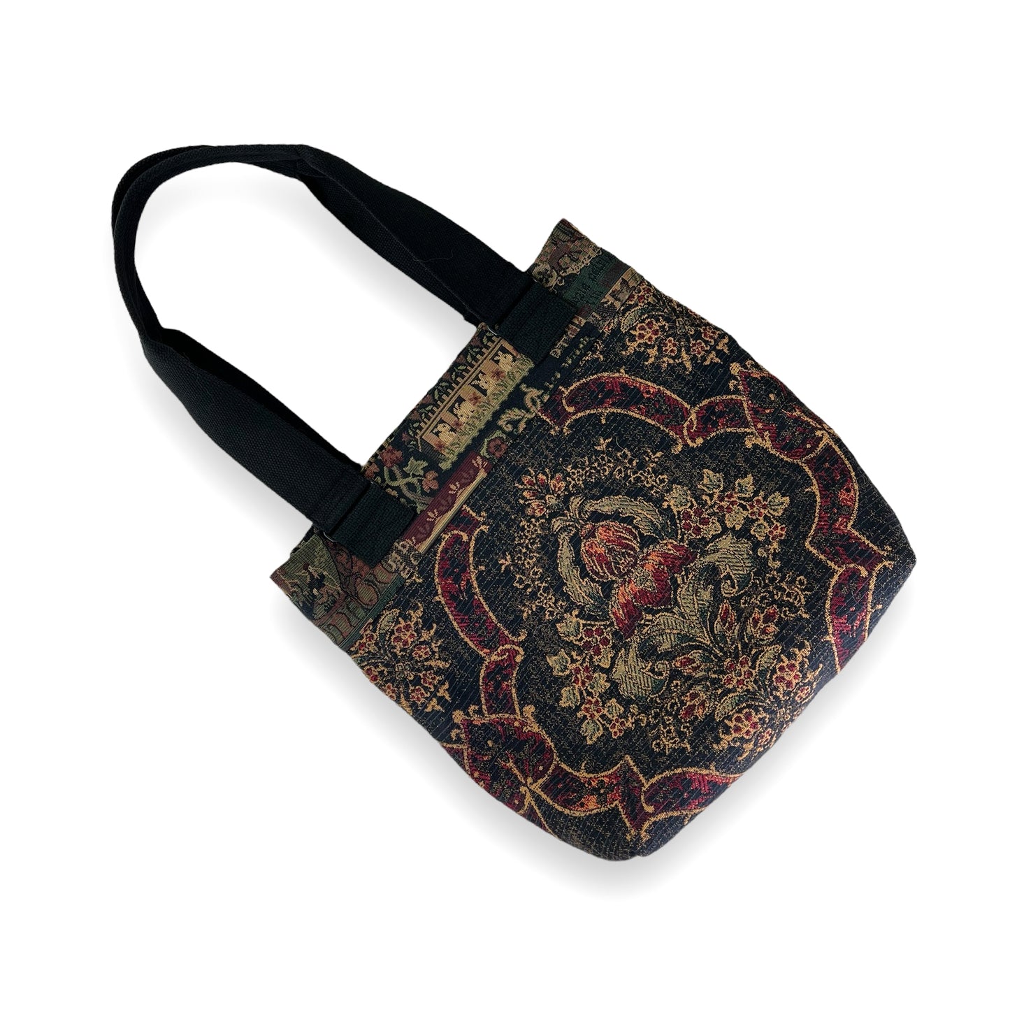 Fresh Tapestry Tote Bag Dark Green Black Tapestry Fabrics