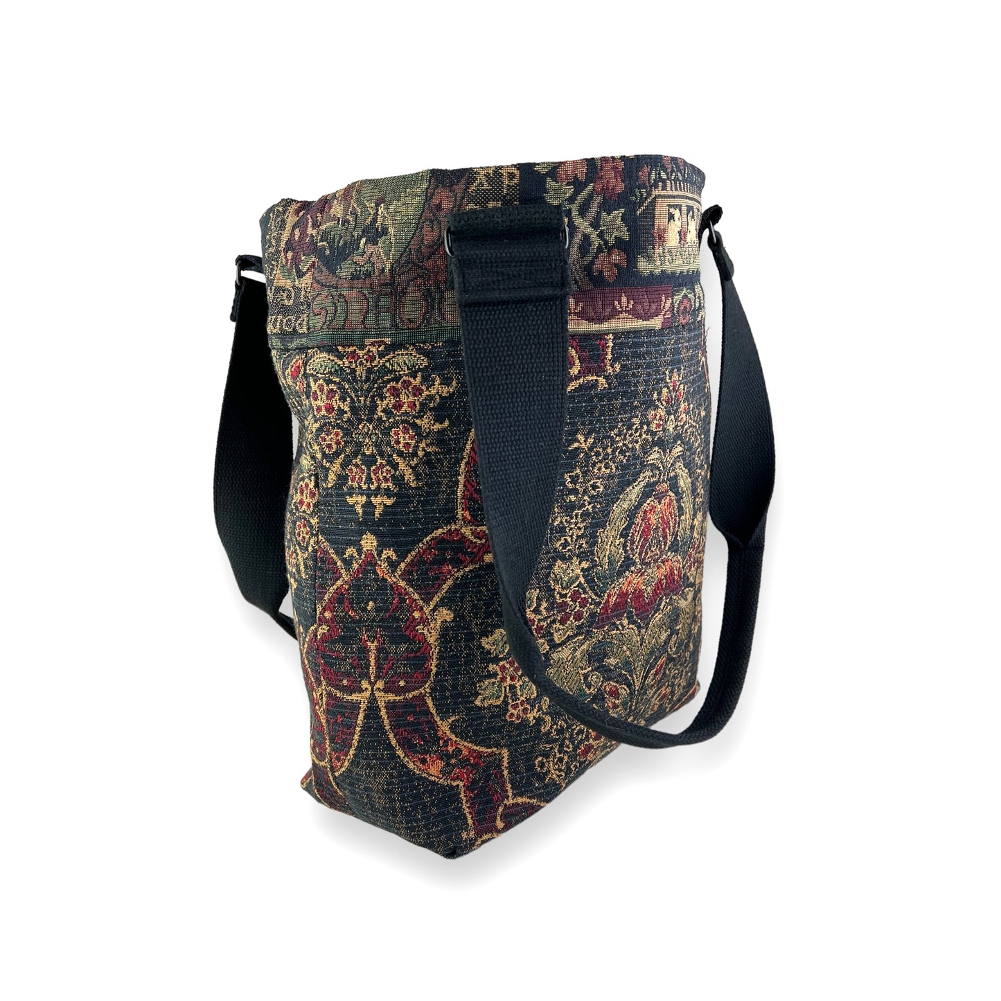 Fresh Tapestry Tote Bag Dark Green Black Tapestry Fabrics