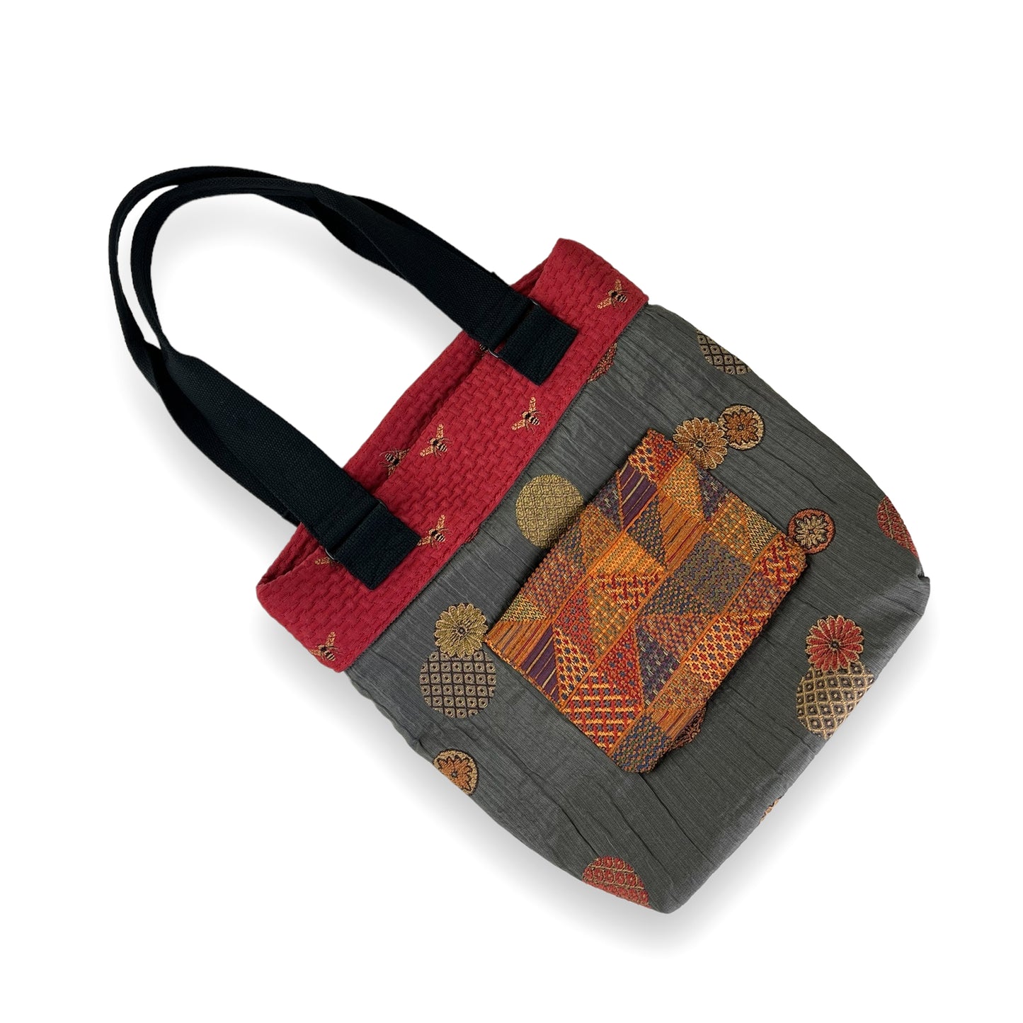 Fresh Tapestry Tote Bag Grey Red Bee Tapestry Fabrics