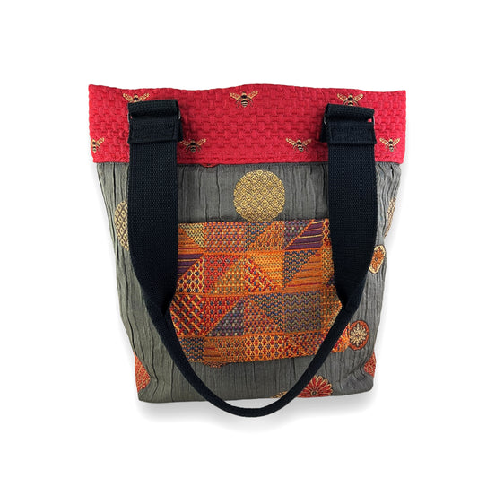 Fresh Tapestry Tote Bag Grey Red Bee Tapestry Fabrics