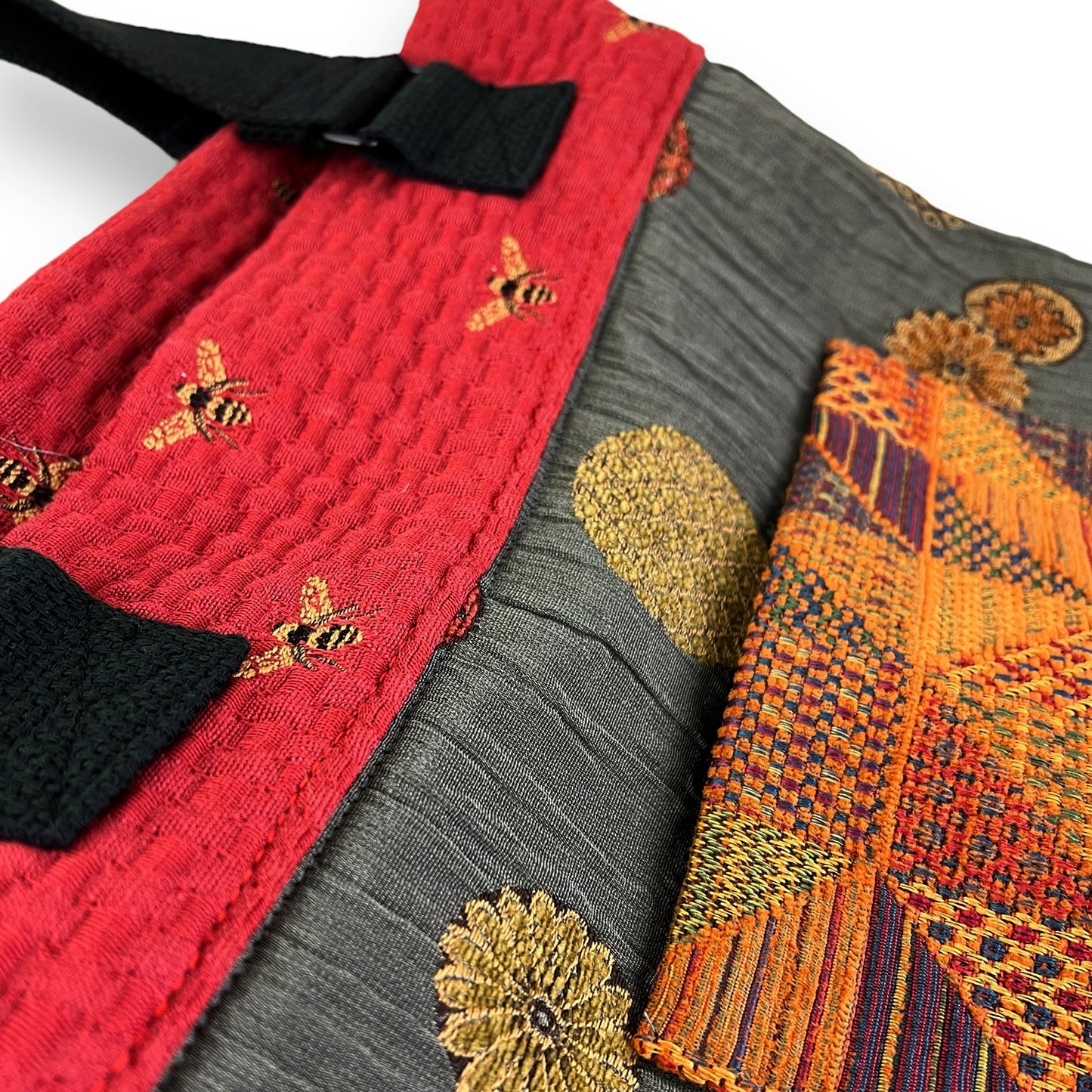 Fresh Tapestry Tote Bag Grey Red Bee Tapestry Fabrics