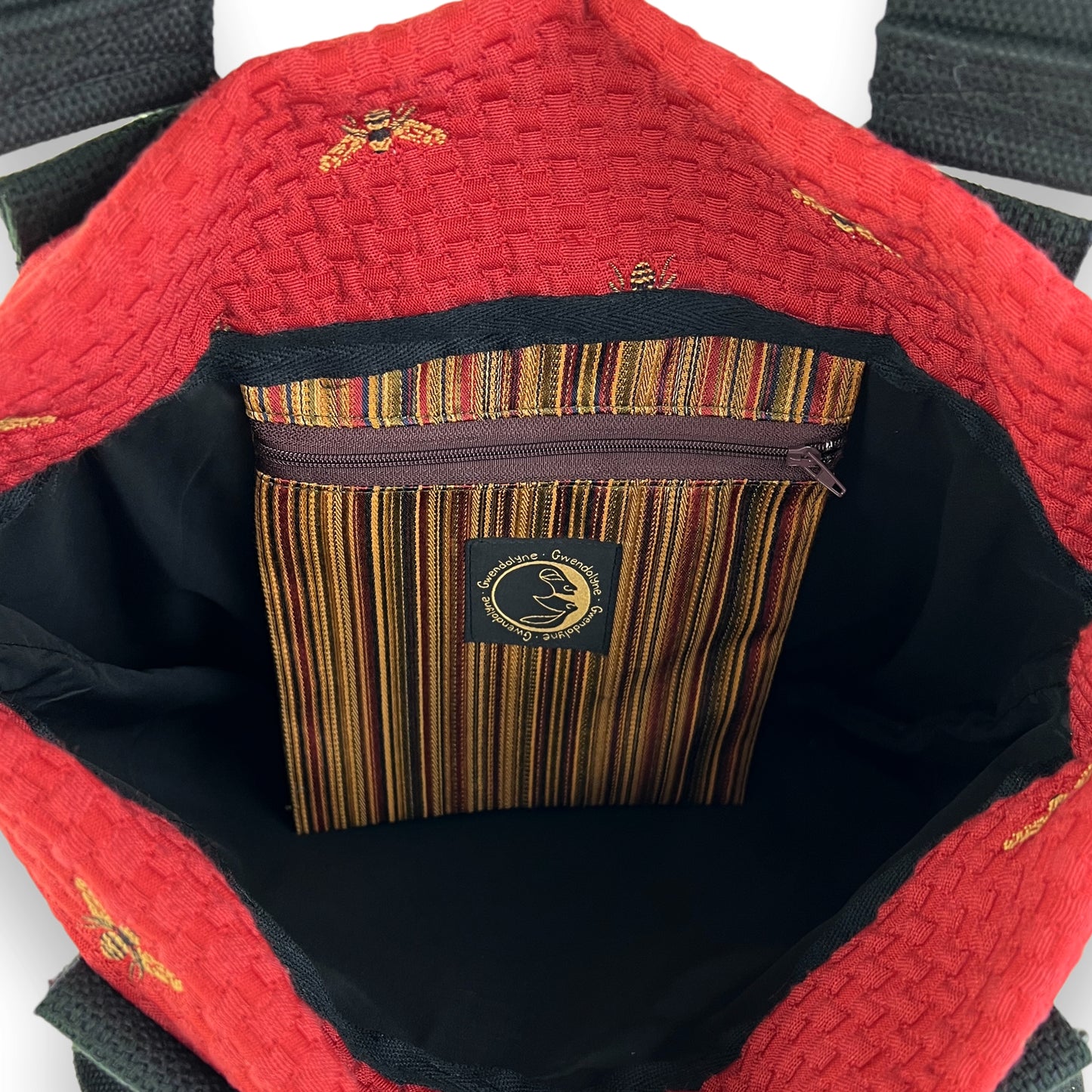 Fresh Tapestry Tote Bag Grey Red Bee Tapestry Fabrics