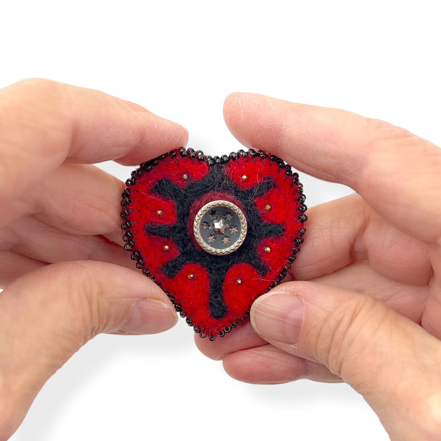 Hand Felted Heart Brooch 2025 Edition #1