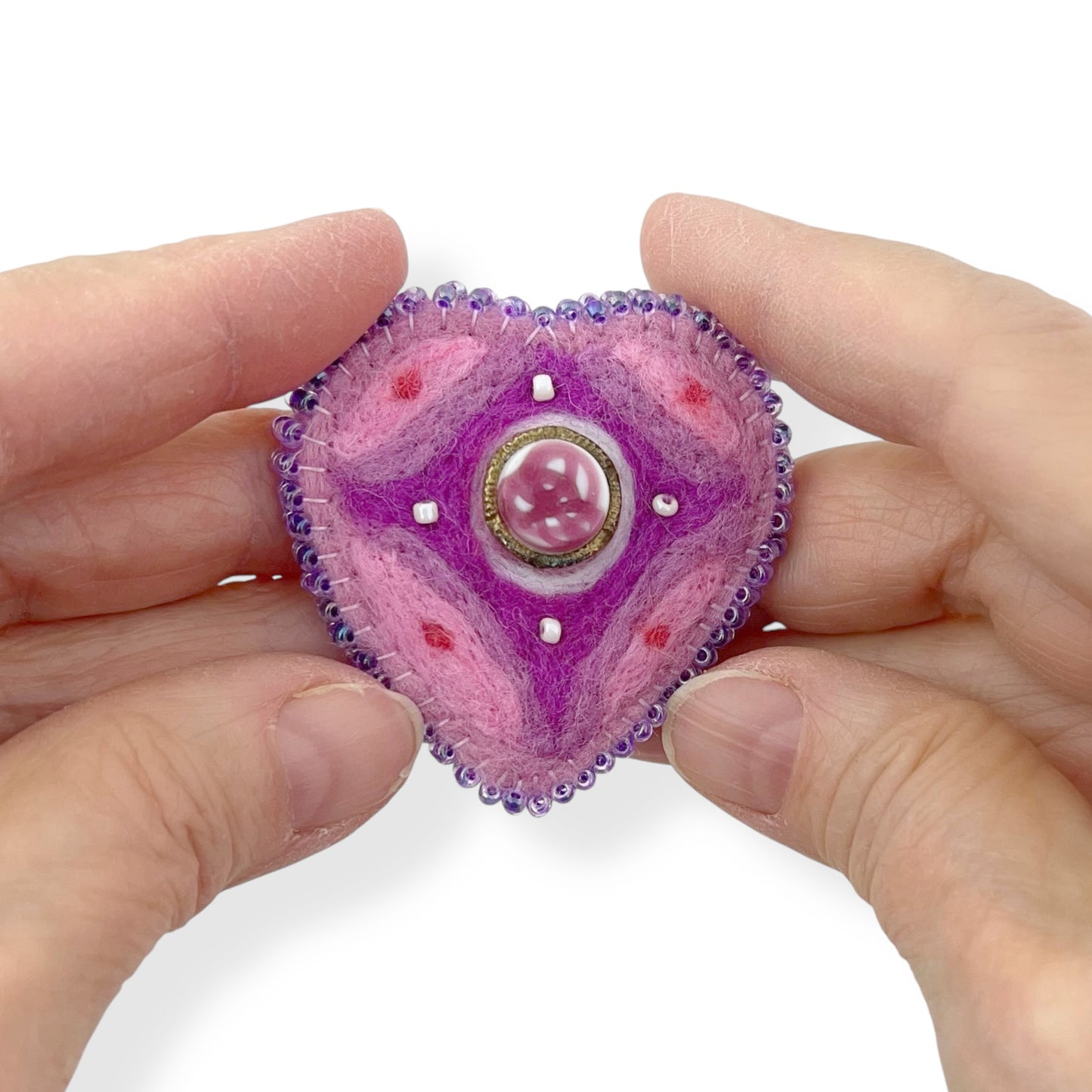 Hand Felted Heart Brooch 2025 Edition #2