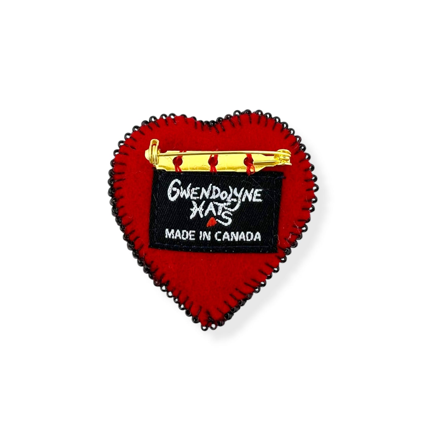 Red and Black Hand Felted Heart Brooch 2025 Edition #9