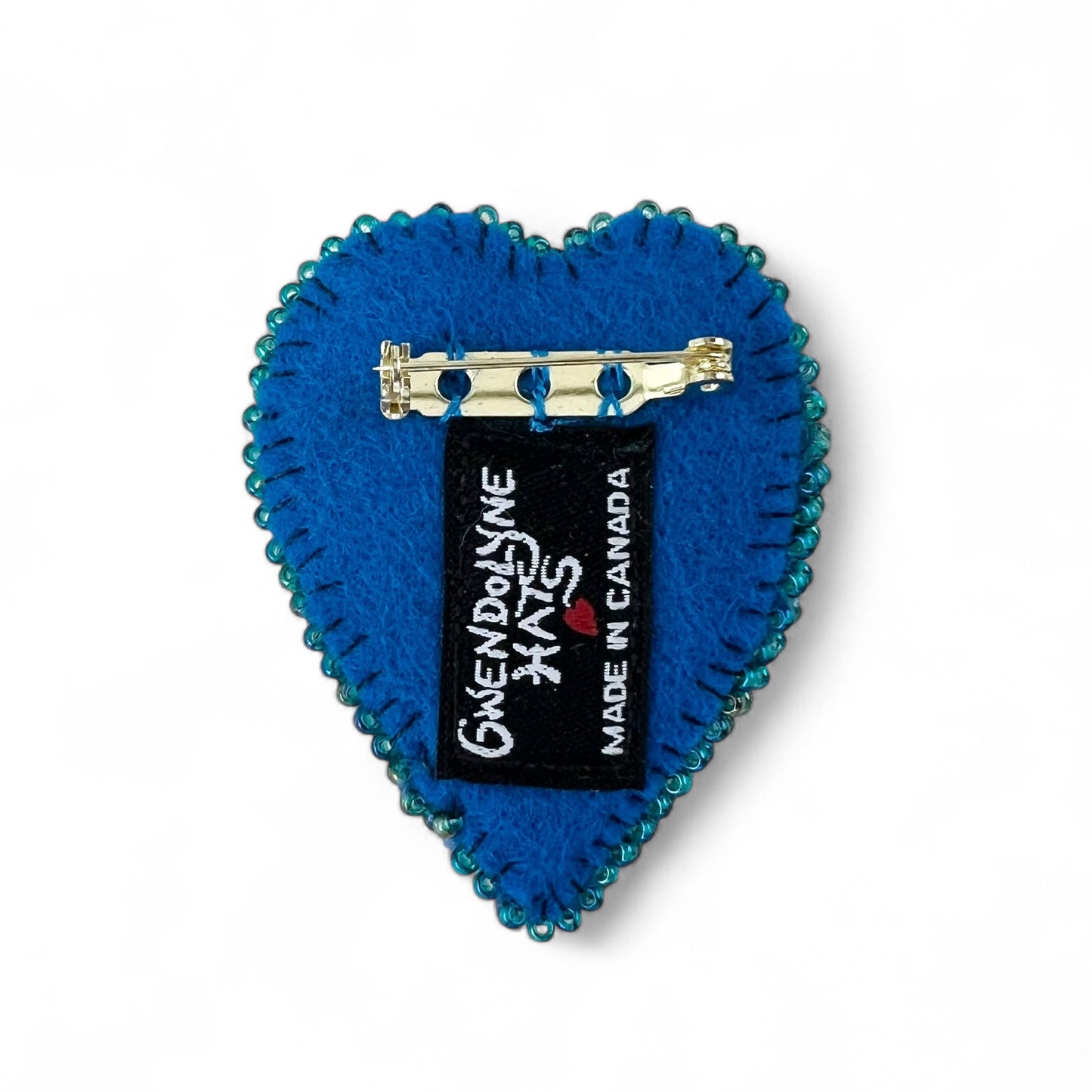 Blue Hand Felted Wool Heart Brooch edition #1