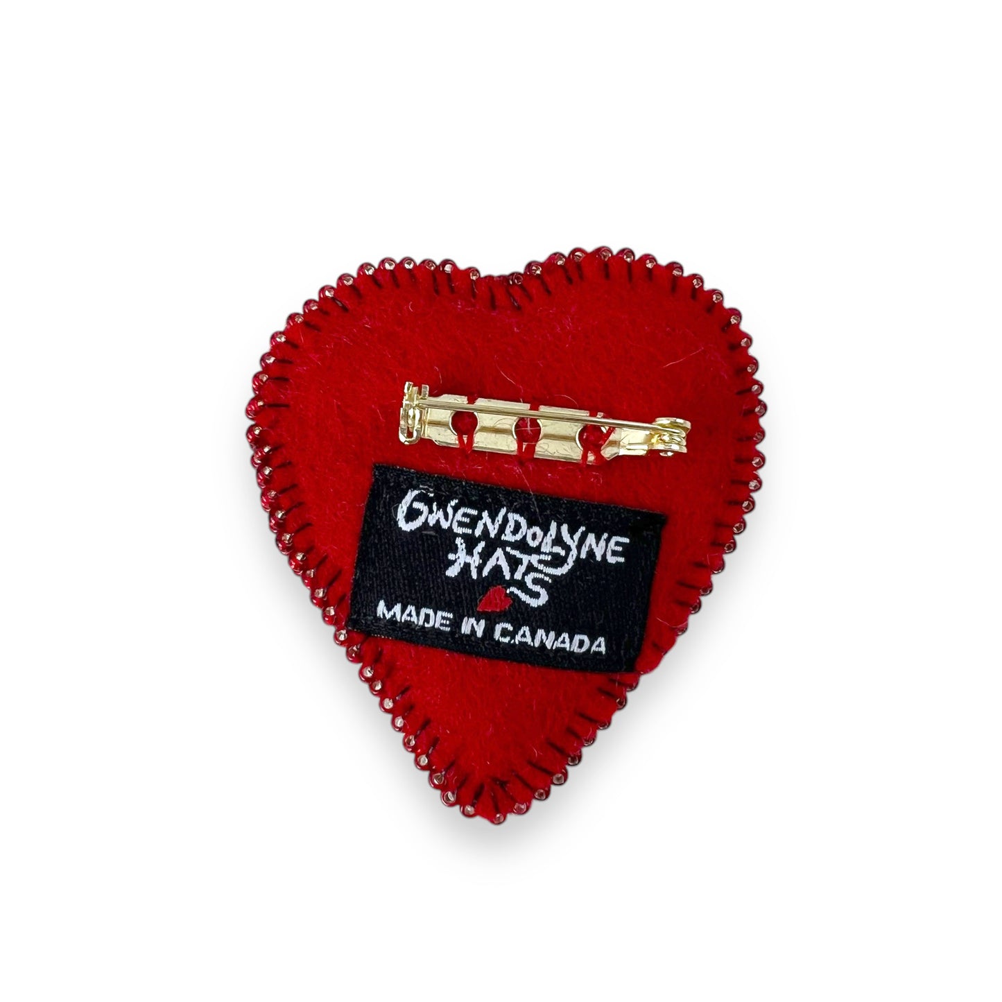 Red and Purple Hand Felted Heart Brooch edition #11