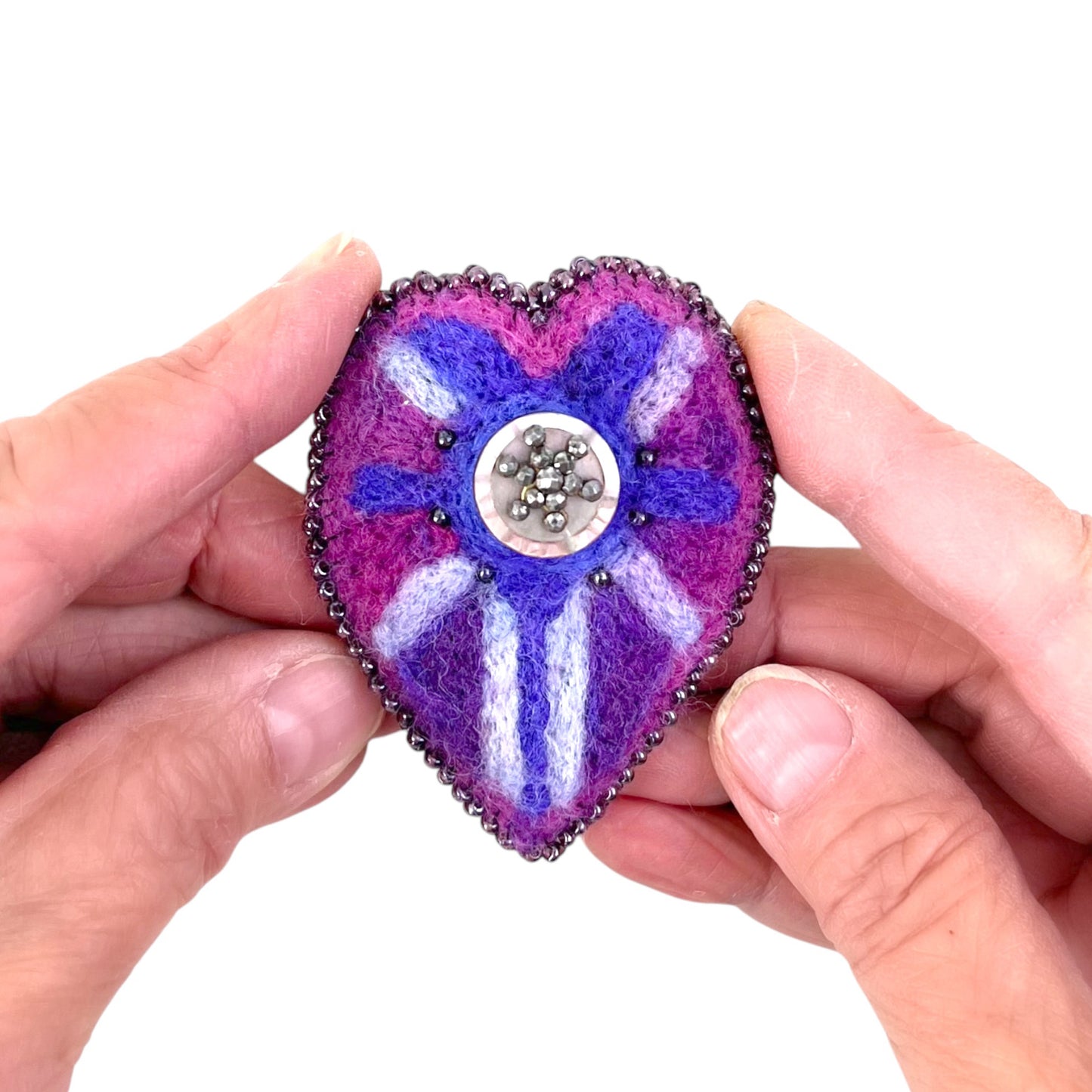 Pink Hand Felted Heart Brooch edition #5