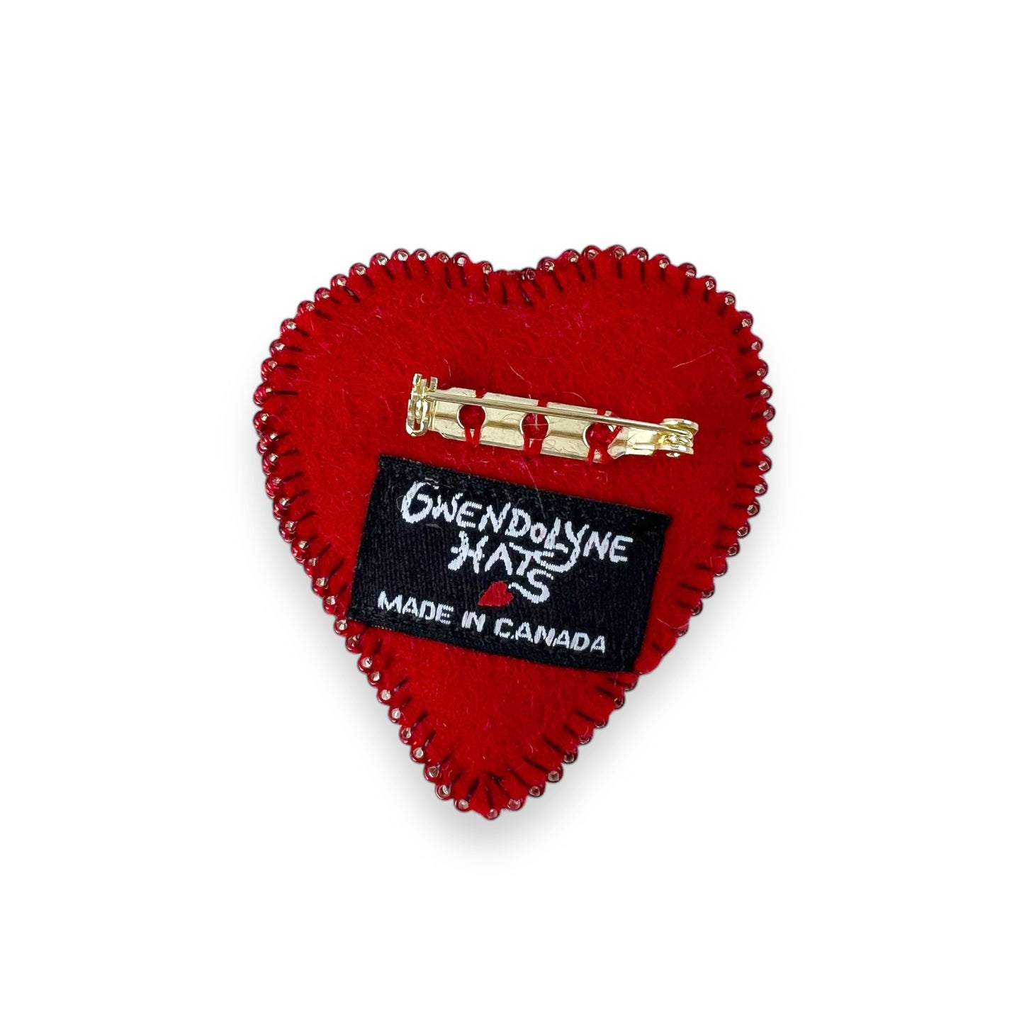 Red Hand Felted Heart Brooch edition #7