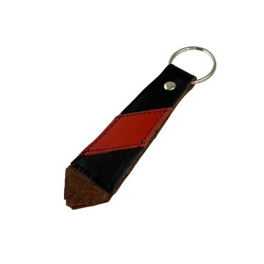 Large Black Orange Cowhide Key Ring Fob