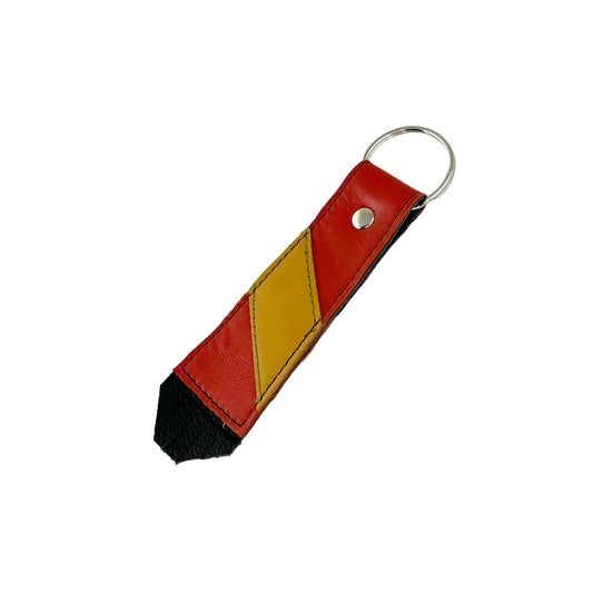 Large Orange Yellow Cowhide Key Ring Fob