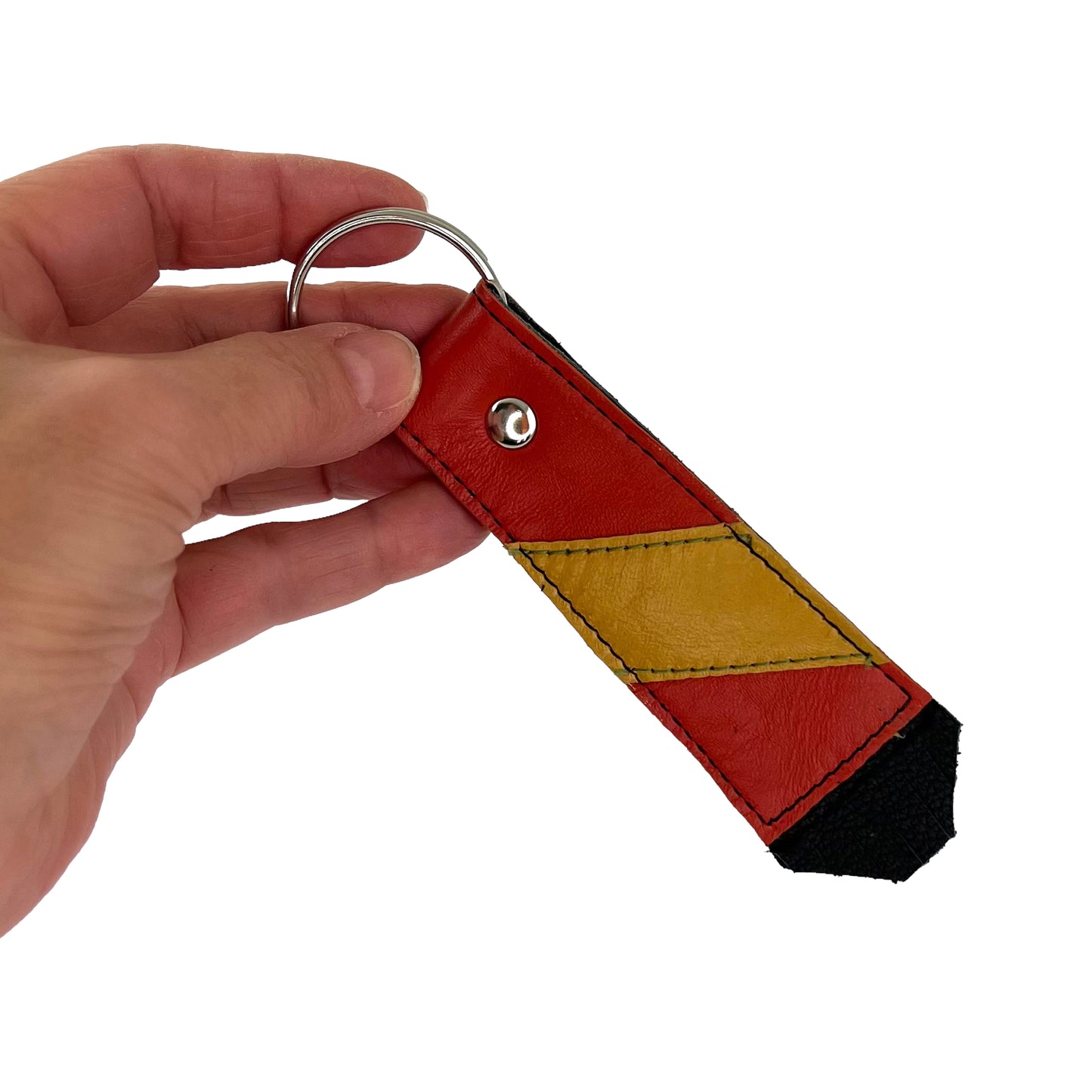 Large Orange Yellow Cowhide Key Ring Fob