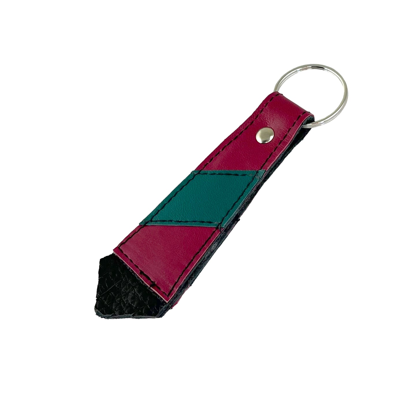 Large Pink Green Cowhide Key Ring Fob