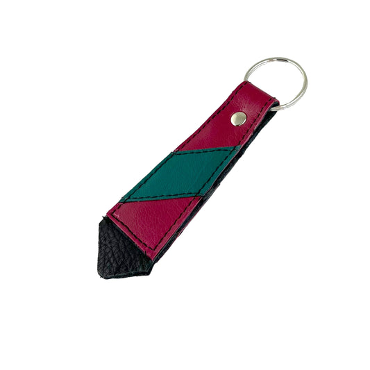 Large Pink Green Cowhide Key Ring Fob