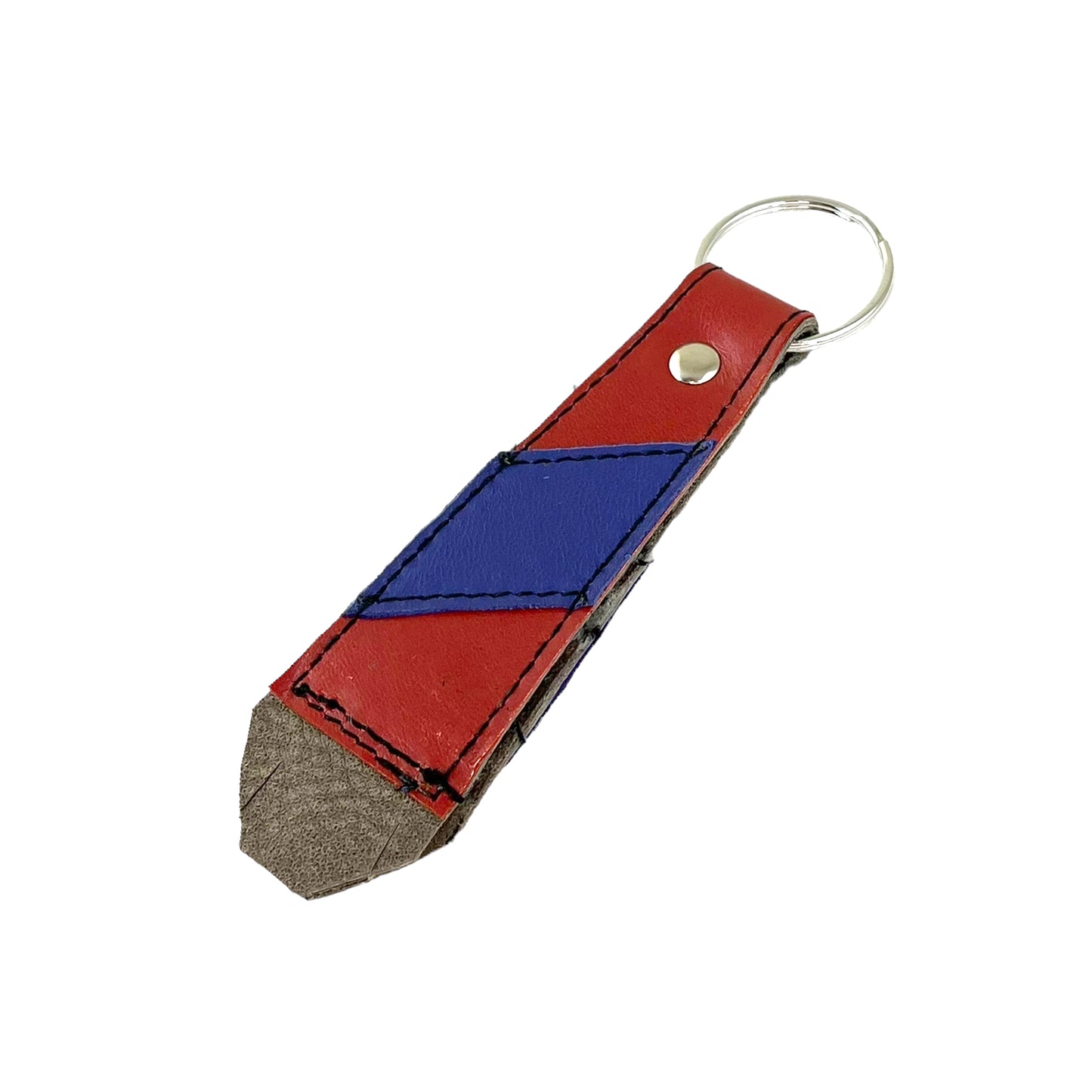 Large Rust Periwinkle Cowhide Key Ring Fob