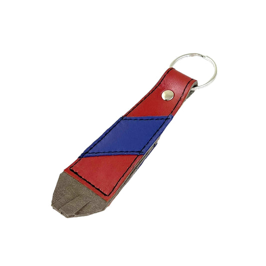 Large Rust Periwinkle Cowhide Key Ring Fob