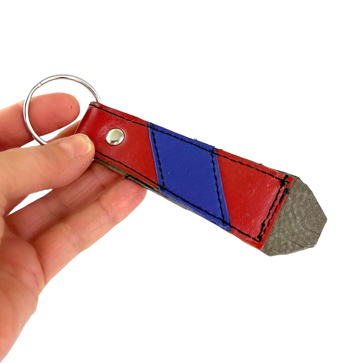 Large Rust Periwinkle Cowhide Key Ring Fob