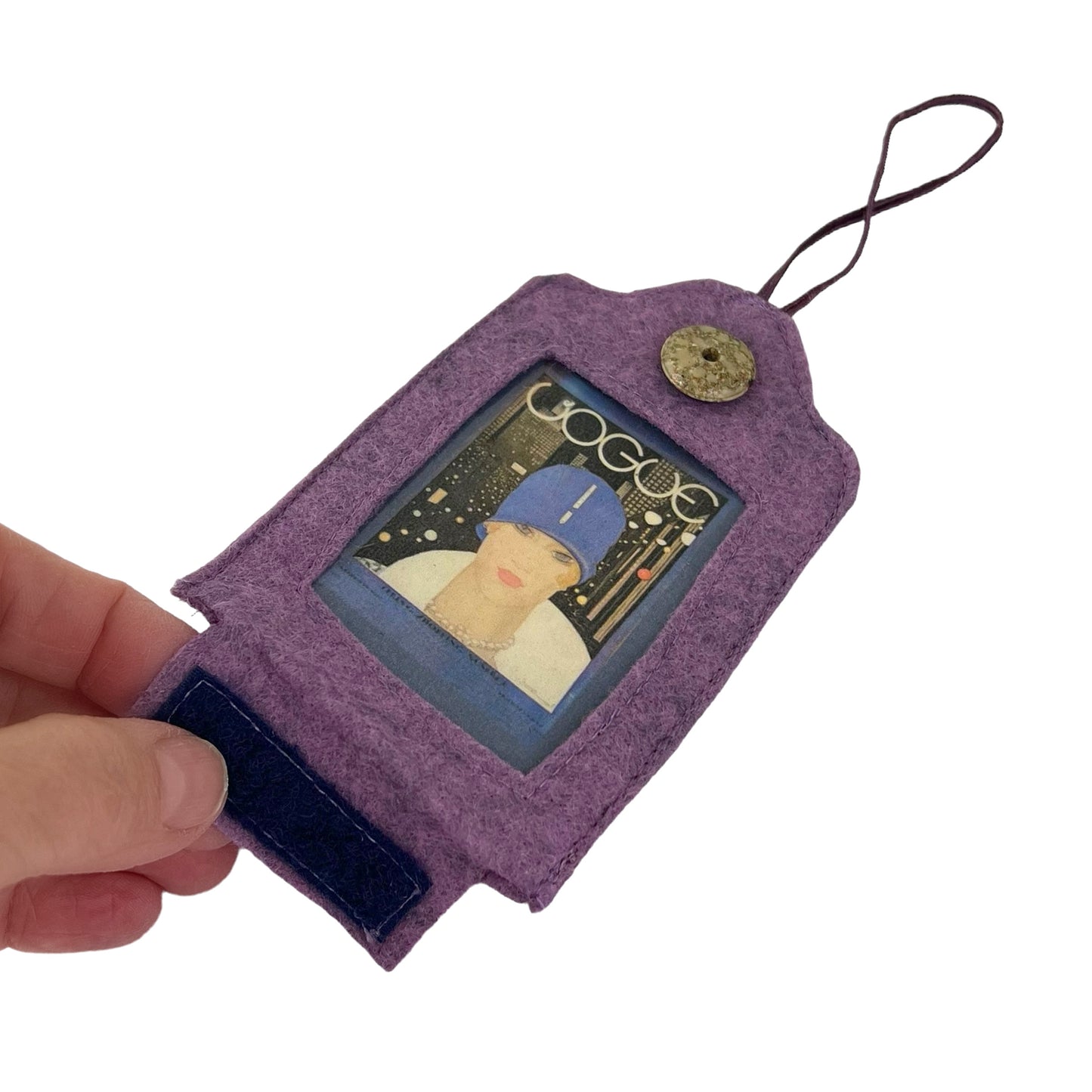 Purple Felt Ornamental Hanging Frame - Vintage Vogue Deco Magazine Cover