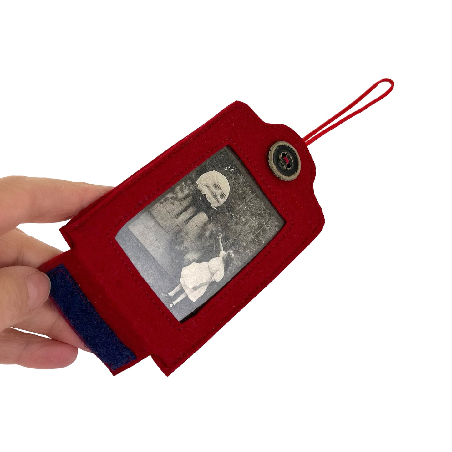 Red Felt Ornamental Hanging Frame - Black and white Humpty Dumpty