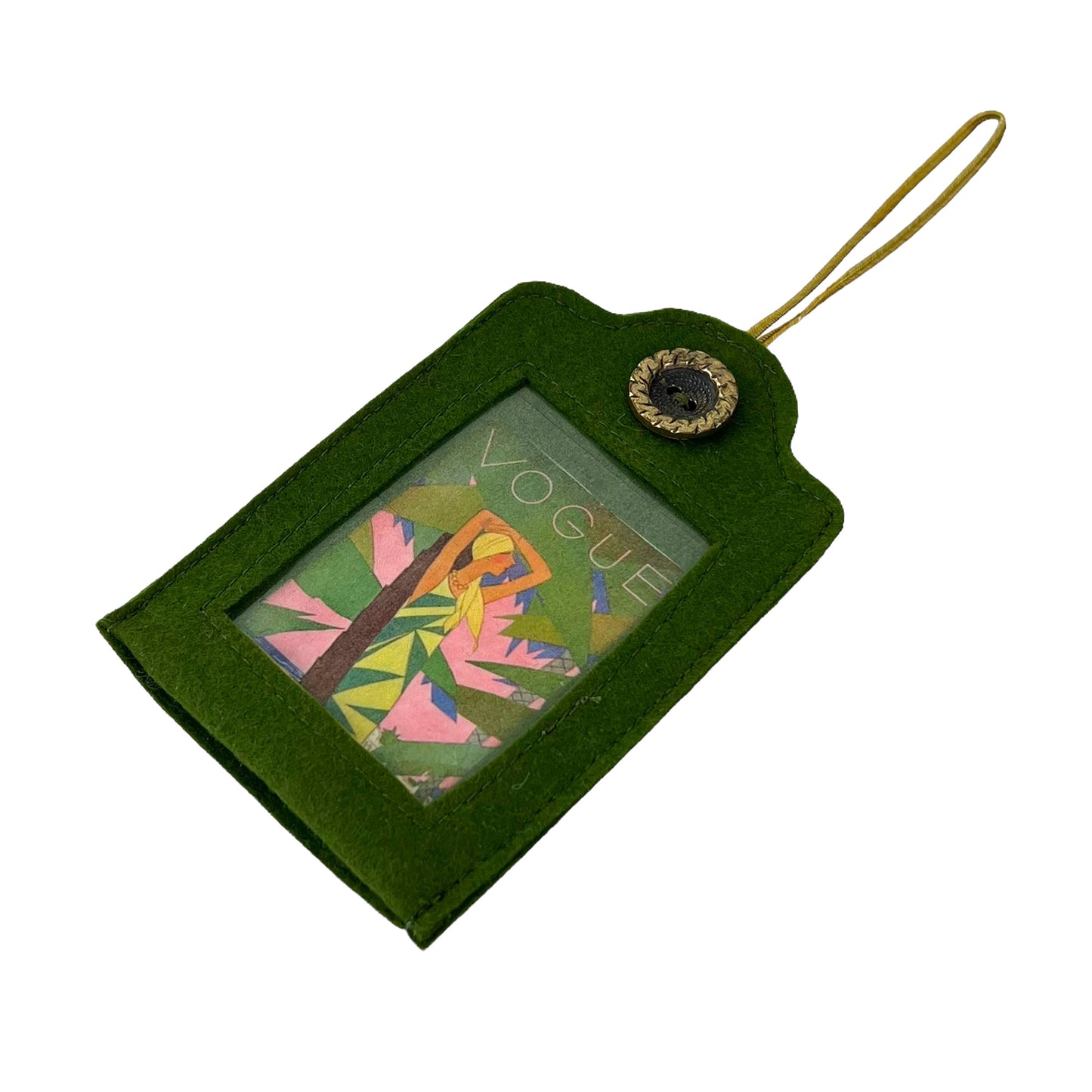 Olive Green Felt Ornamental Hanging Frame - Vintage Vogue Magazine Cover