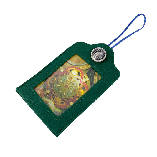 Emerald Green Ornamental Hanging Felt Frame - Antique Enamel Button
