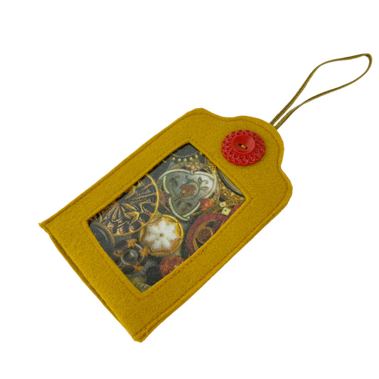 Gold Ornamental Hanging Felt Frame - Antique Enamel Buttons