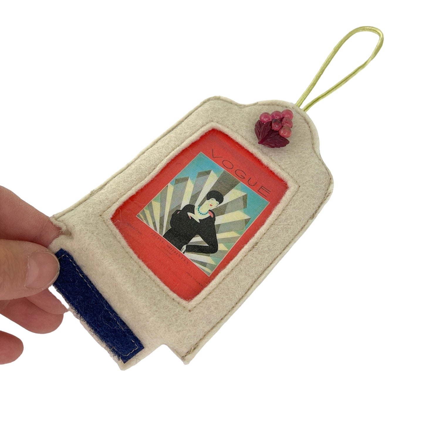 Ivory Felt Ornamental Hanging Frame- Deco Vogue Magazine Cover