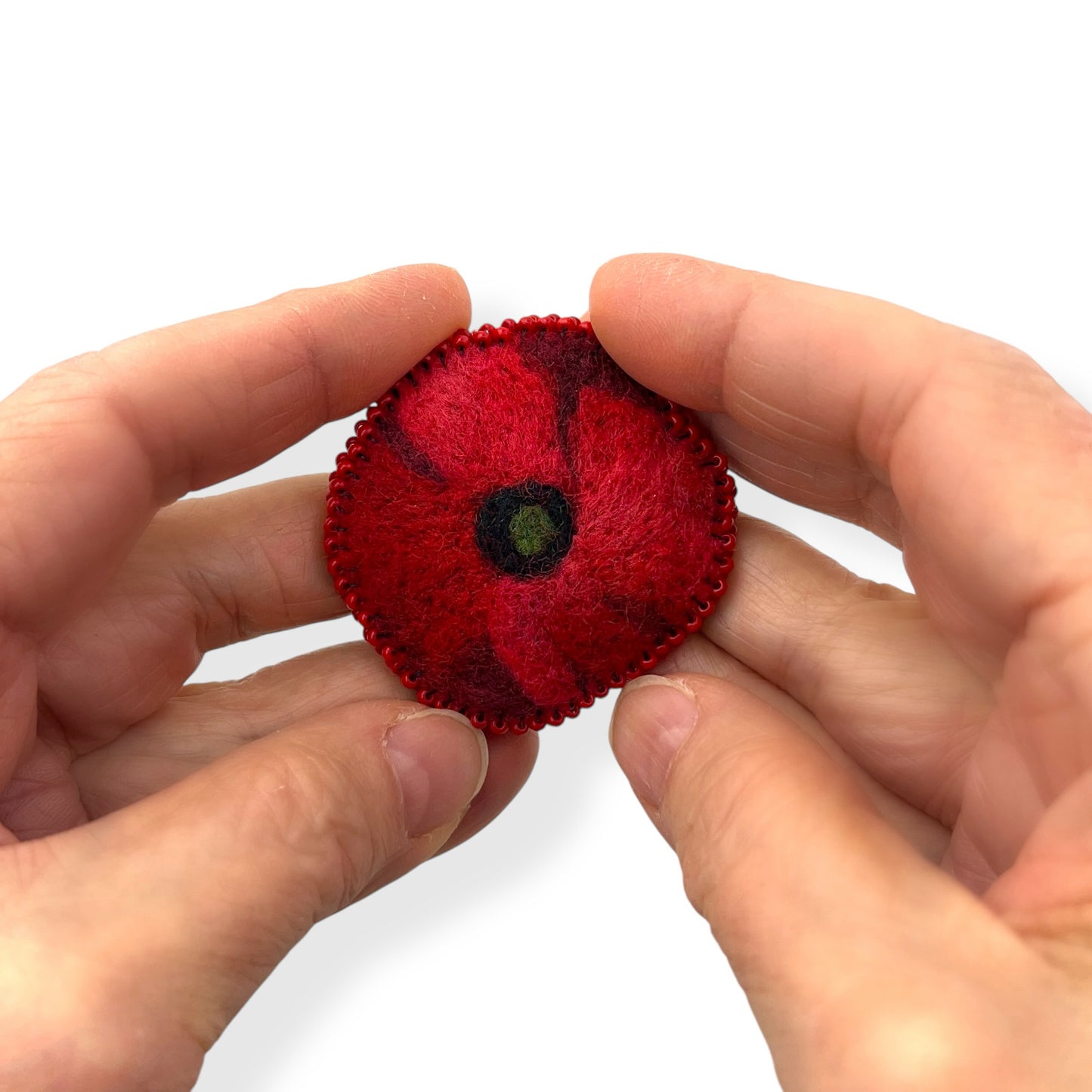 Red and Black Poppy Flower Brooch edition #7