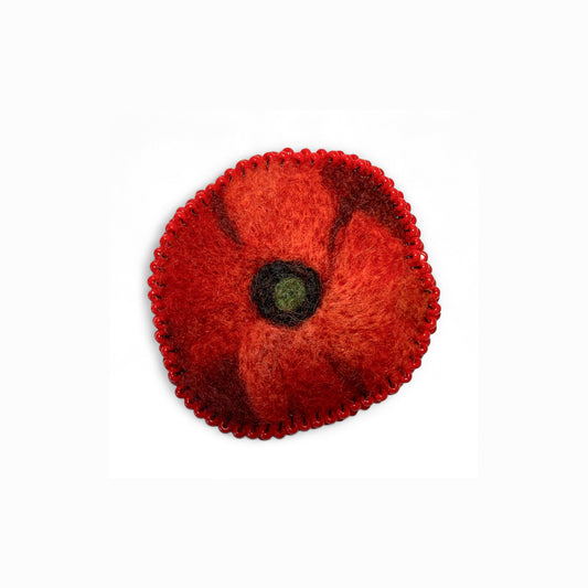 Red and Black Poppy Flower Brooch edition #7