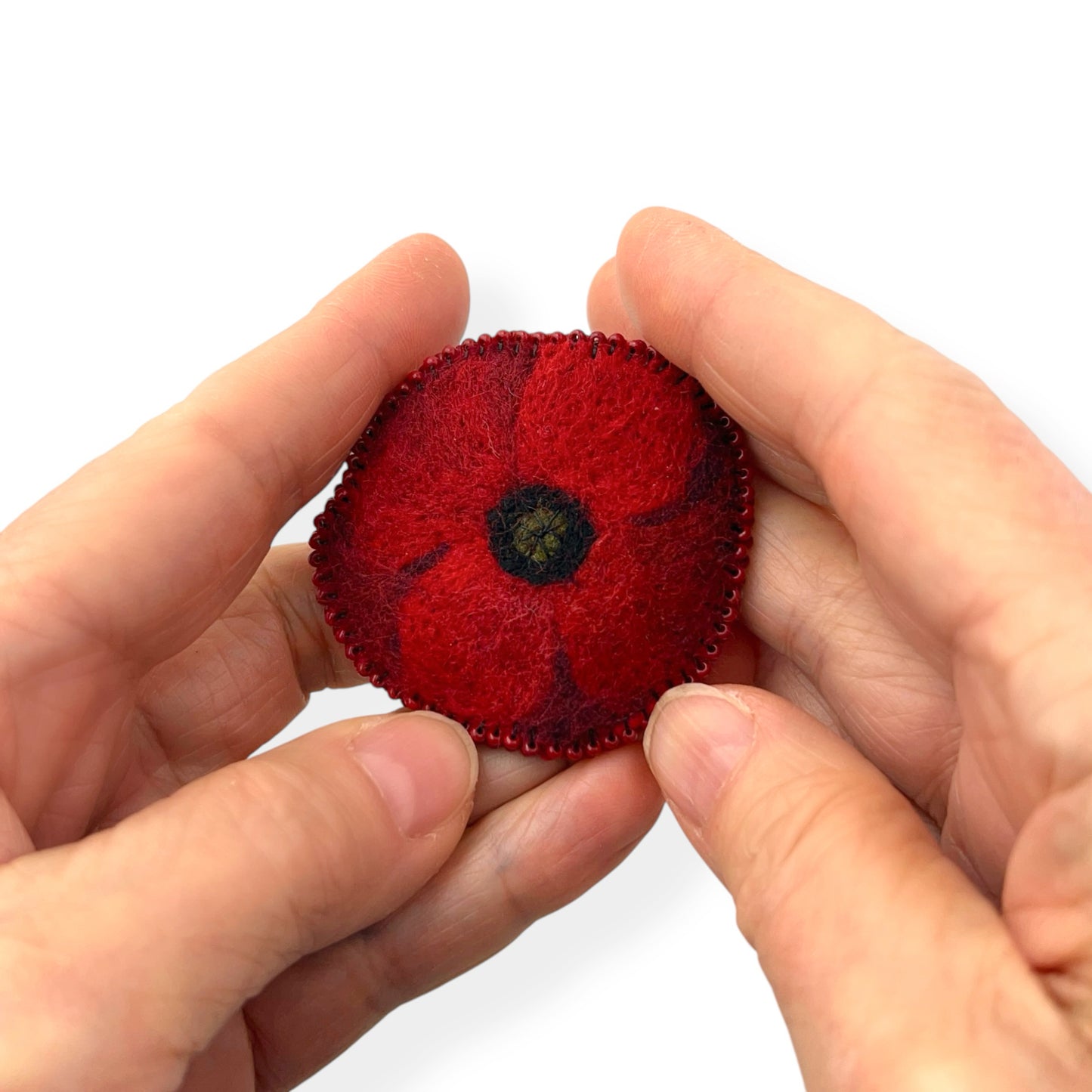 Red and Black Poppy Flower Brooch edition #6