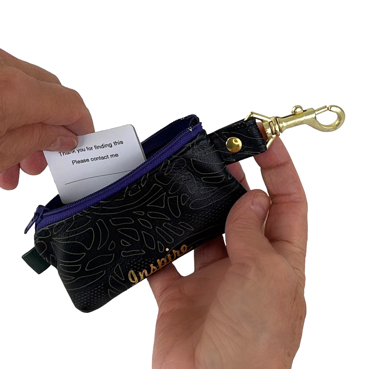 Positive Change Zipper Hook Purse INSPIRE teal