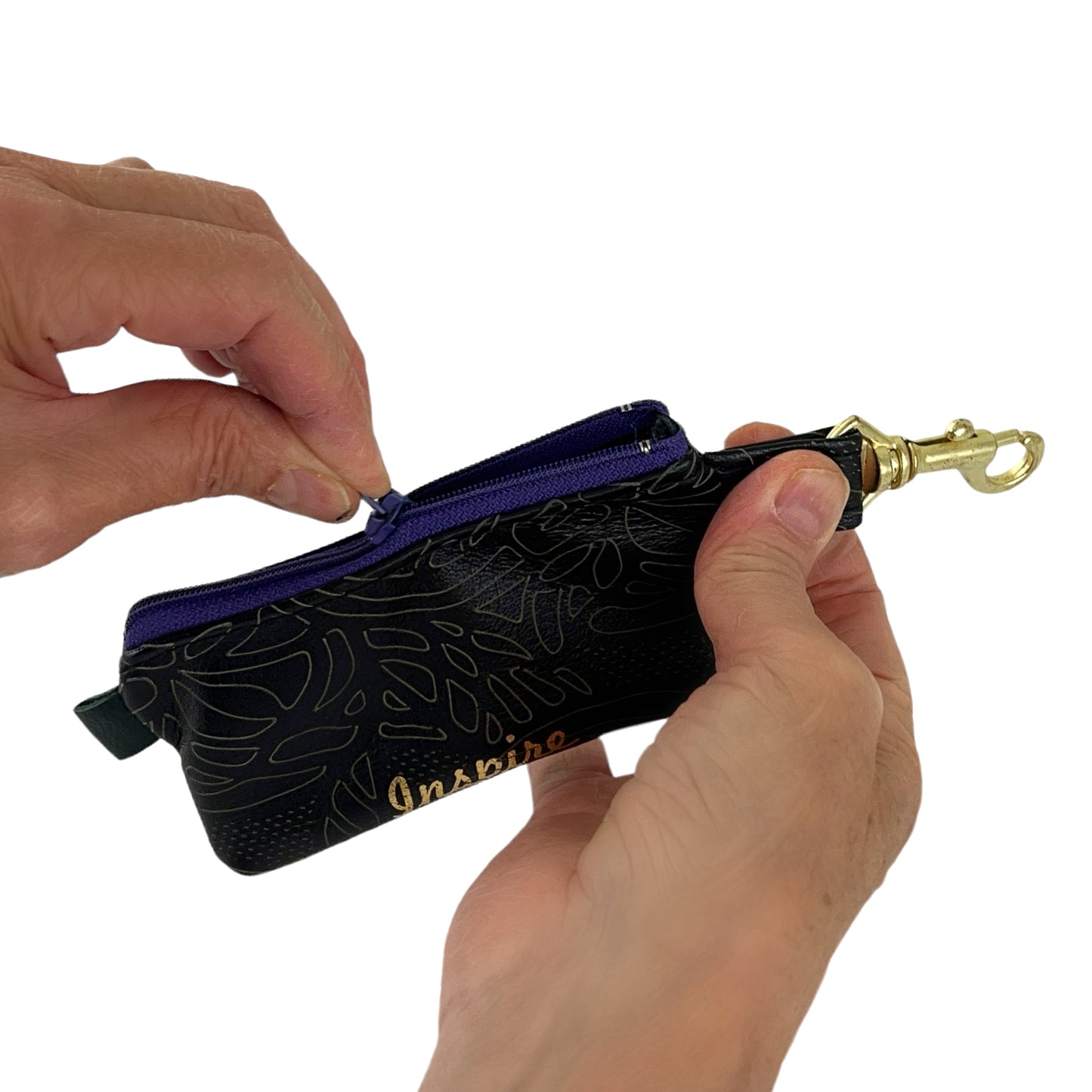 Positive Change Zipper Hook Purse INSPIRE teal