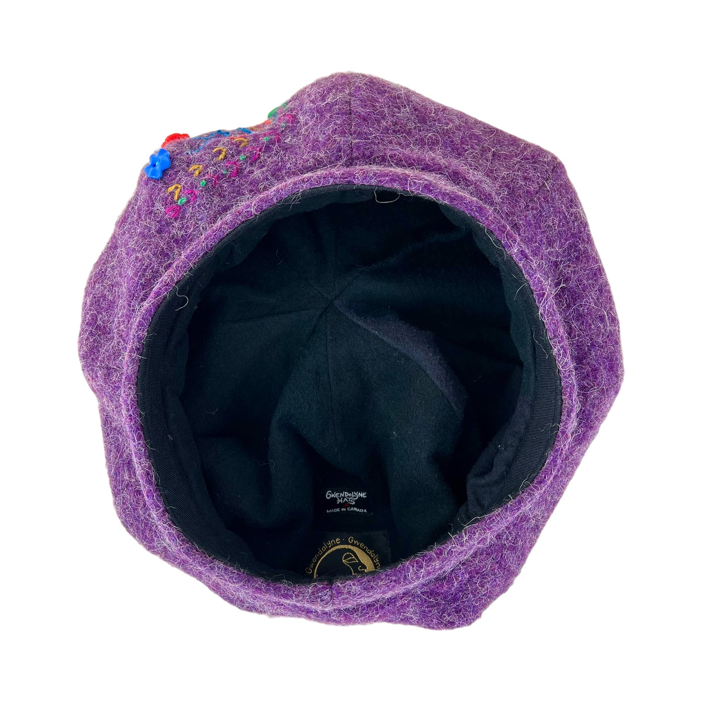 Purple Pumpkin Wool Knit Beret Tam Medium to Large Orange Button PPE6