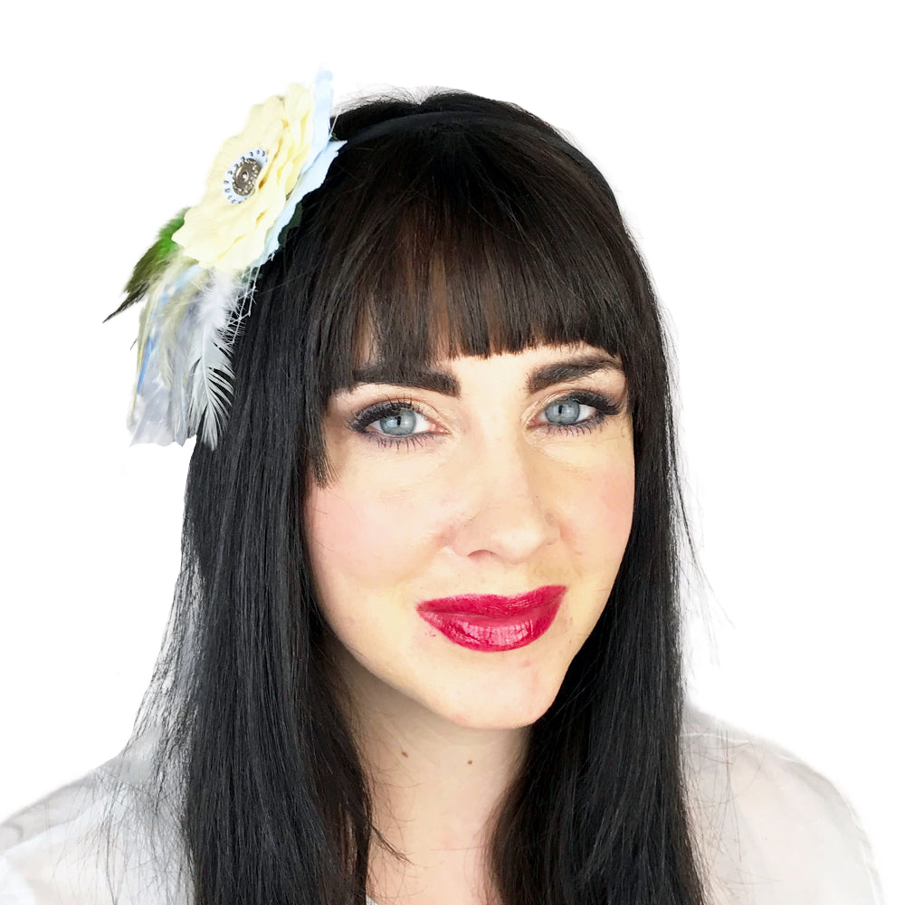 Yellow Rose Fascinator Hair Clip