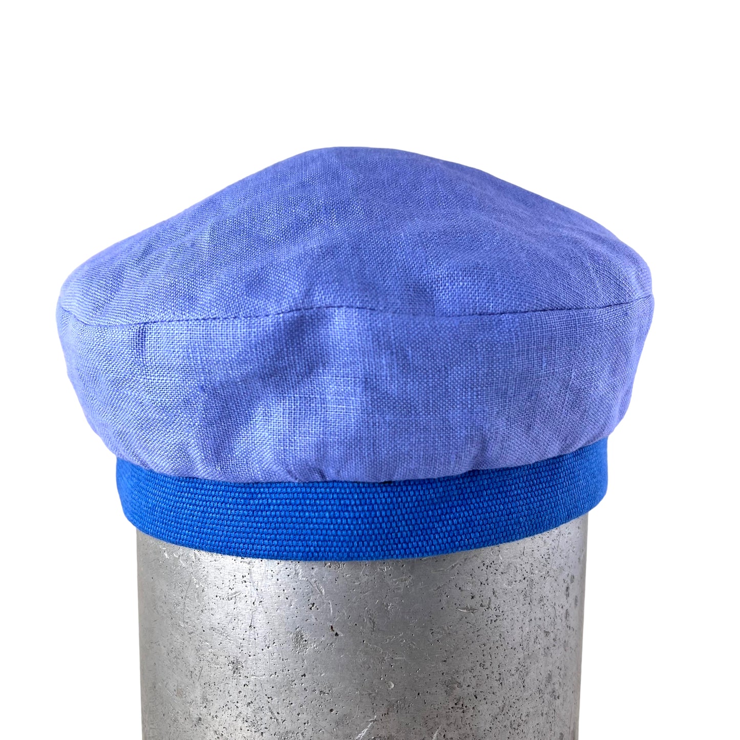 Periwinkle Blue and a Crimson Peak Robin Linen Cap Size Medium Small