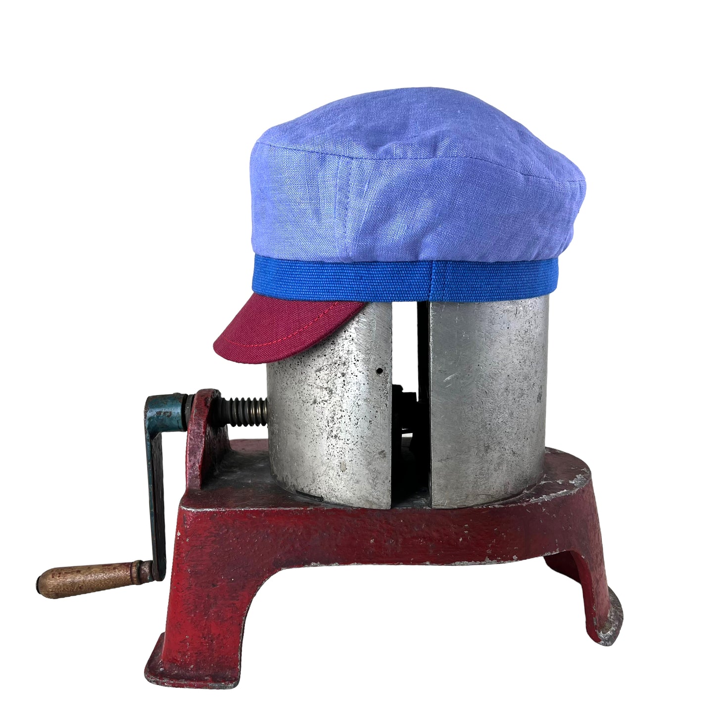 Periwinkle Blue and a Crimson Peak Robin Linen Cap Size Medium Small