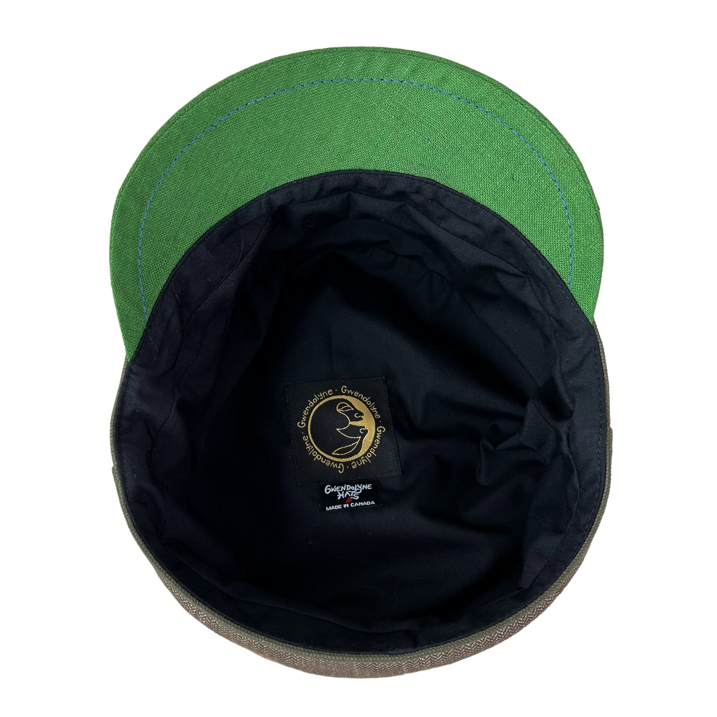 Brown and Kelly Green Peak Robin Linen Cap Size Medium Large