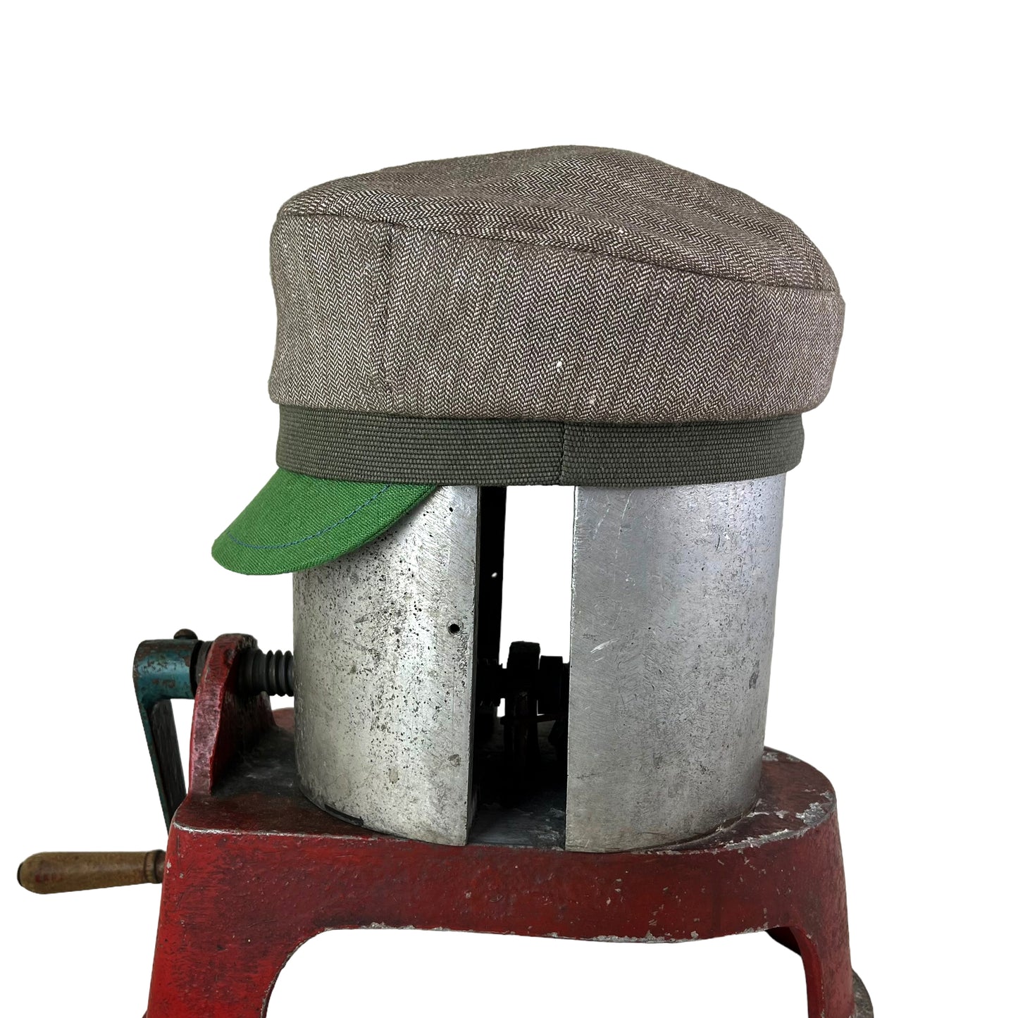 Brown and Kelly Green Peak Robin Linen Cap Size Medium Large